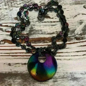 Rainbow Pendant Statement necklace